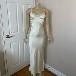 Fashion Nova Cream Satin Maxi Dress